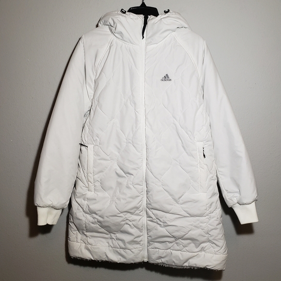Adidas Originals Women's Reversible Sherpa Jacket White Gray Size small - Picture 2 of 15